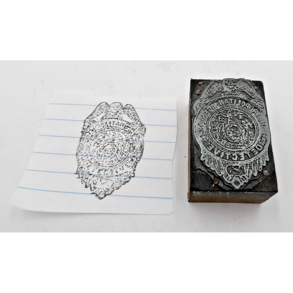 Vintage Printing Letterpress Printers Block Metropolitan Detective